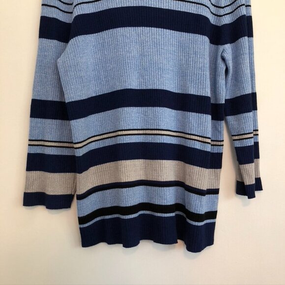 NEW NWT INVESTMENTS Plus Size Blue Light Blue Black Striped Crew Neck Sweater 1X - Picture 3 of 10